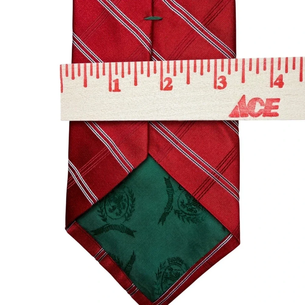 Tommy Hilfiger Mens Red Plaid Striped Silk Blend Necktie Classic Preppy‎ Tie